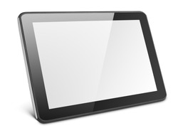 Modern black tablet pc isolated on white with clipping path