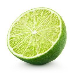 Half of lime citrus fruit isolated on white background with clipping path