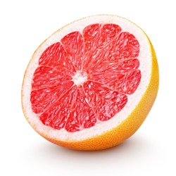Half grapefruit citrus fruit isolated on white with clipping path