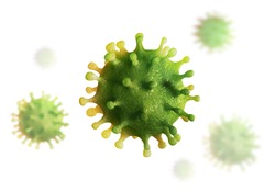 Virus 3d render, coronavirus, isolated on white background 