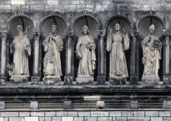 Gallery of saints (sainthood, cloud of saints) with attributes of divine revelation. Prague