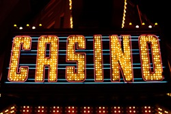 An old fashioned casino sign in the downtown area of Las Vegas Nevada
