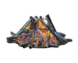 Forest bonfire, isolated on white background.
