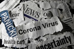 Corona Virus news with assorted negative news headlines surrounding it