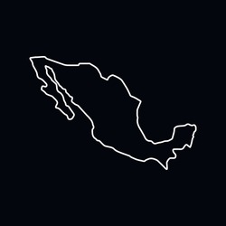 Mexico map icon. Outline illustration of Mexico map vector icon for web and advertising isolated on black background. Element of culture and traditions