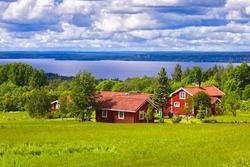 Typical wooden cottage in the countryside, Sweden