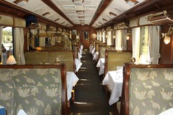 Train Interior, Hiram Bingham Orient Express, Cusco to Machu Picchu, Peru