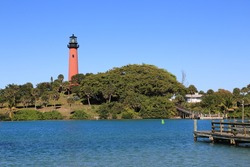 Beautiful and historic Jupiter Lighthouse in Tequesta, Florida