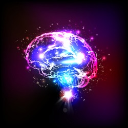Abstract light human brain, vector illustration