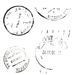 Set of postal marks on a white background