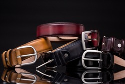 Stack of leather belts