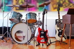Rock Band Instruments, best focus on red guitar