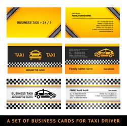 Business card taxi - third set card taxi templates. Vector 10eps