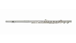 Silver flute on a white background