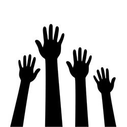 People's raised hands, isolated on white background.