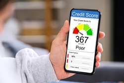 Poor Online Credit Score Rating On Smartphone