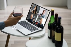 Virtual Wine Tasting Event Party On Laptop
