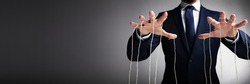Marionette Puppet Master Hands. Manipulation And Social Control