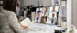 Online Internet Video Call Conference. Book Reading Club