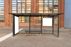 Empty Bus Stop Travel Station In City