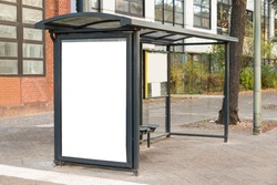 Empty Bus Stop Travel Station In City