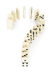 Question Mark Made From Domino On White Background