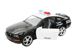 Police car, toy isolated on white background