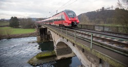 german train on a bridge