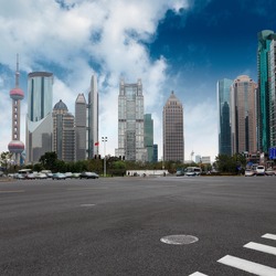 the street scene of the century avenue in shanghai,China.