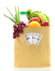 Healthy diet. Fresh food in a paper bag