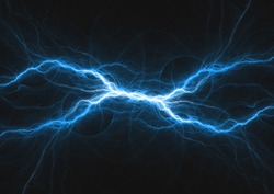 Blue electrical lightning, abstract plasma background 