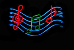 Neon sign with musical notes