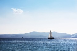 White sailboat in Adriatic Sea.