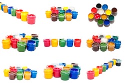 paints collection isolated on a white background