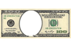hundred dollar bill with a hole instead of a face