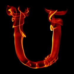 one title letter from smoke  fire alphabet isolated on black