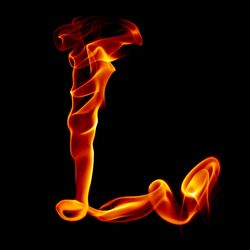 one title letter from smoke  fire alphabet isolated on black