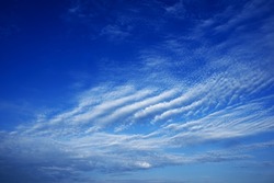 Interesting Clouds Formation on Blue Sky. California USA. Weather Photography Collection
