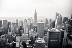 New York city in black and white. Aerial view