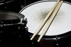 Drums conceptual image. Snare drum and stick.