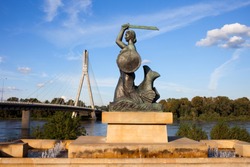 The Warsaw Mermaid called Syrenka on the Vistula River bank in Poland