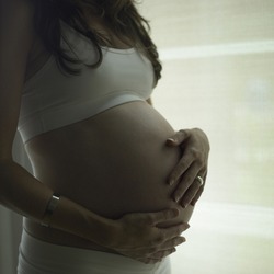Silhouette of a young pregnant woman