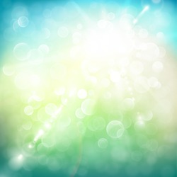 Abstract summer illustration with sun beams and defocused lights