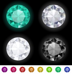 Vector multicolored gemstones collection