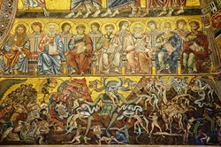 13th century mosaics illustrating the Last Judgment in baptistery  Florence, Italy