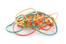 This image is of a pile of colorful rubber bands.