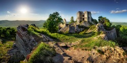 Slovakia - Ruin of castle Gymes at sunset, Europe