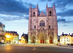 Nantes city in France - Sunset view on the saint Pierre cathedral
