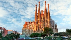 BARCELONA, SPAIN - FEBRUARY 10, 2016: Sagrada Familia basilica in Barcelona. The Antoni Gaudi masterpiece has become a UNESCO World Heritage Site in 1984.