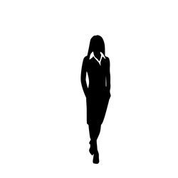 vector business woman black silhouette walk step forward full length over white background vector illustration